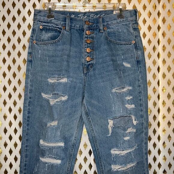 Free people we the people blossom jeans 5 button light wash raw hem size 28 - Picture 5 of 6